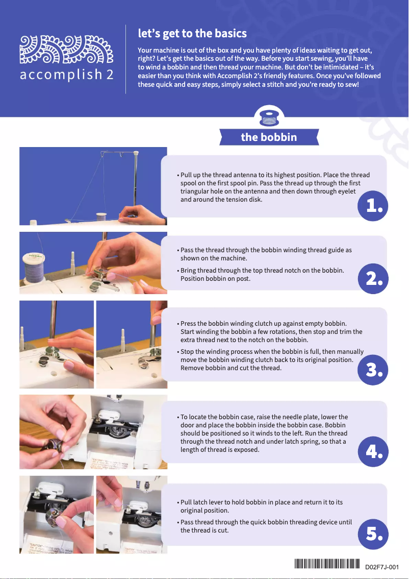 Page 1 de la notice Instructions / montage Baby Lock Accomplish 2