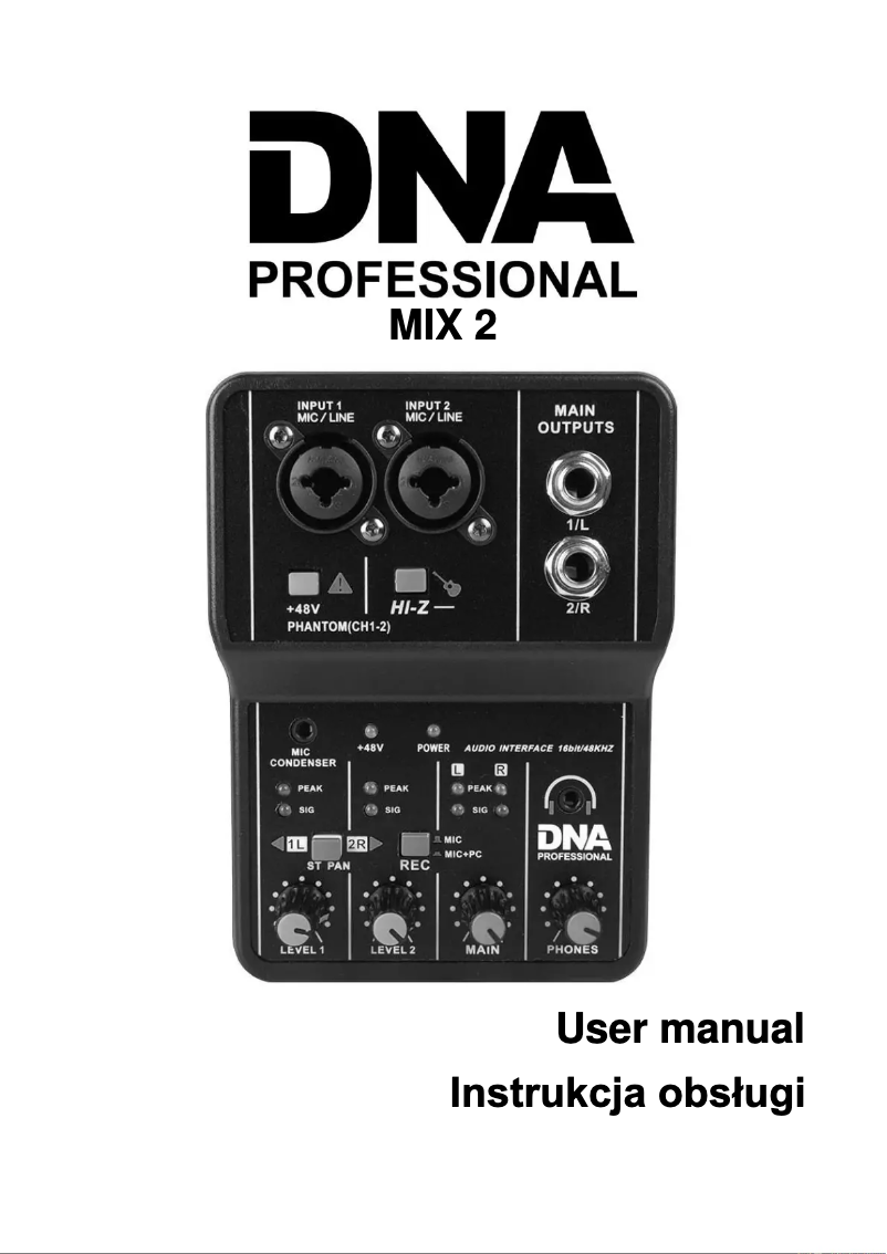 Page n°1 - Manuel utilisateur DNA Mix 2