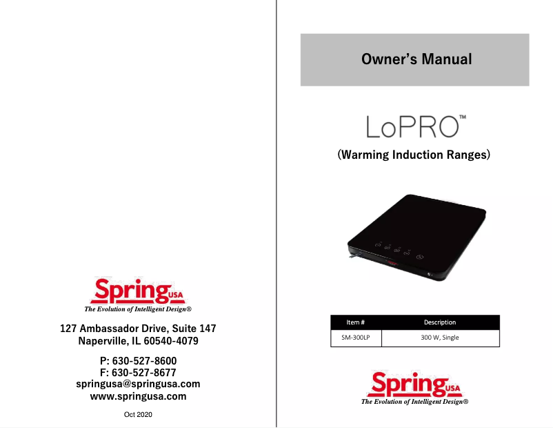 Page n°1 - Manuel utilisateur Spring USA SM-300LP