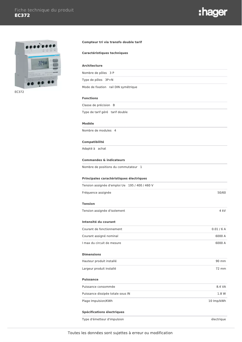 Image de la première page du manuel de l'appareil EC372