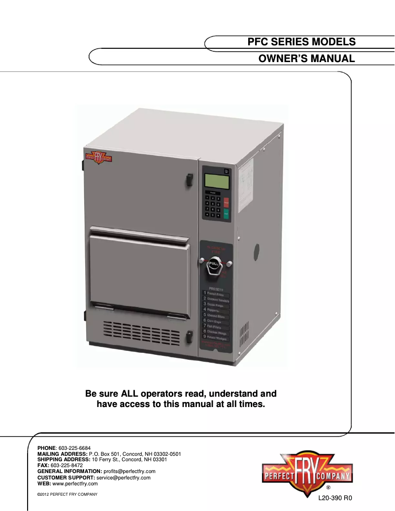 Page 1 de la notice Manuel utilisateur Perfect Fry PFC375