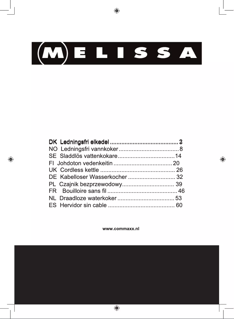 Page n°1 - Manuel utilisateur Melissa 16130307