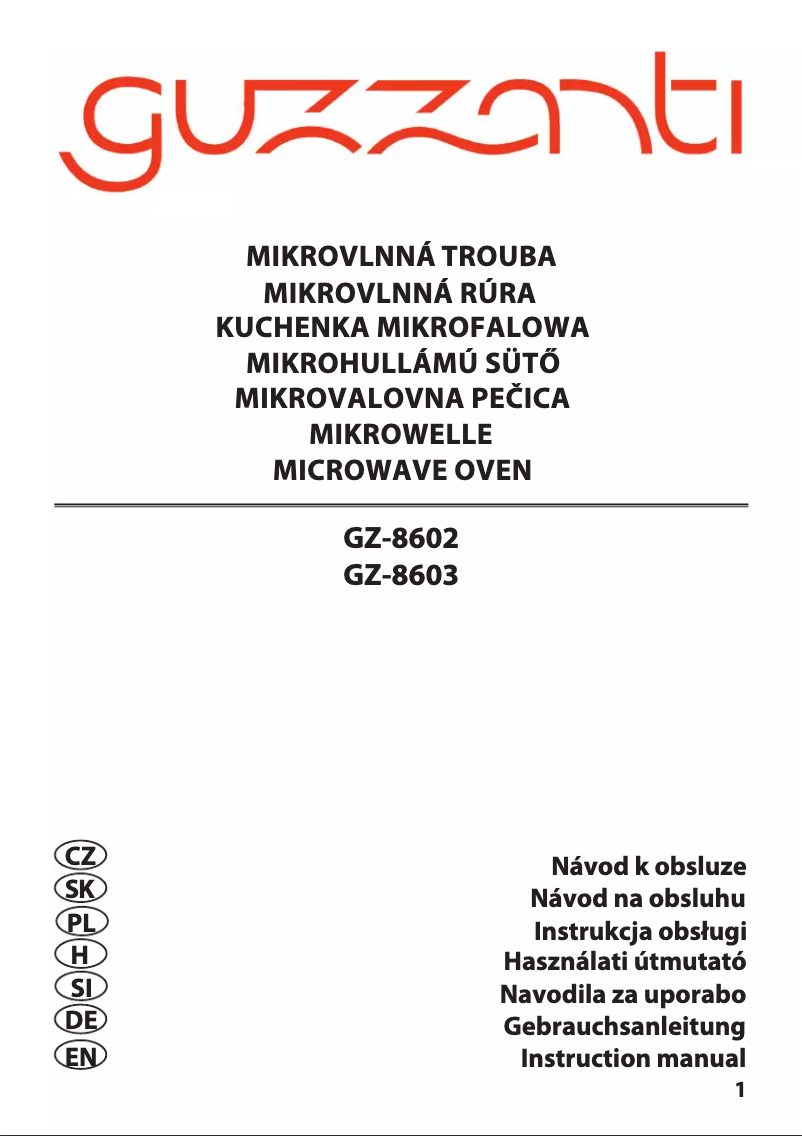 Page 1 de la notice Manuel utilisateur Guzzanti GZ-8603