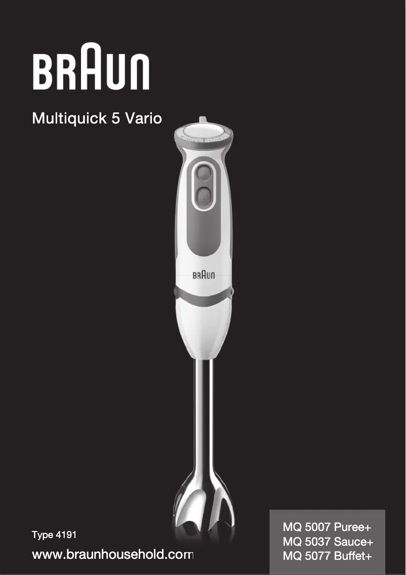 Page n°1 - Manuel utilisateur Braun Multiquick 5 Vario MQ 5037 Sauce+
