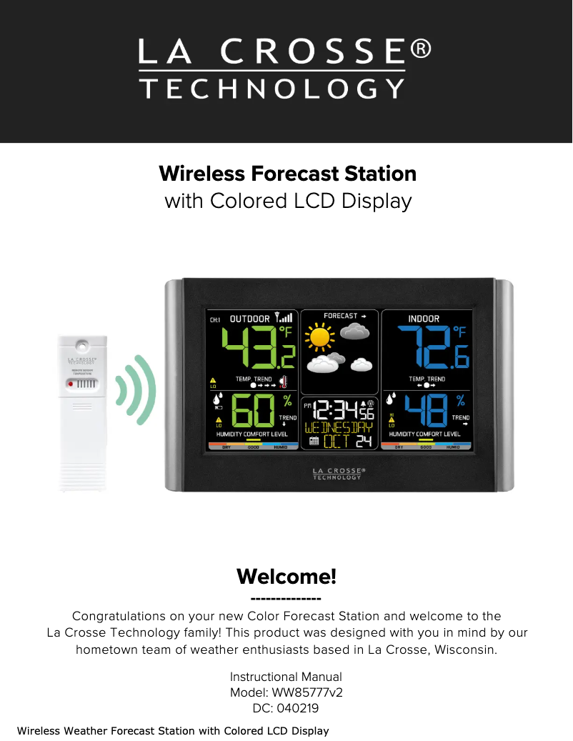 Page 1 de la notice Manuel utilisateur La Crosse Technology WW85777V2