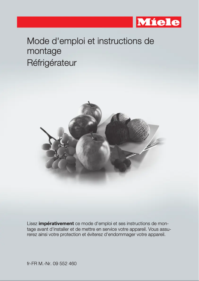 Page 1 de la notice Manuel utilisateur Miele K 12012 S