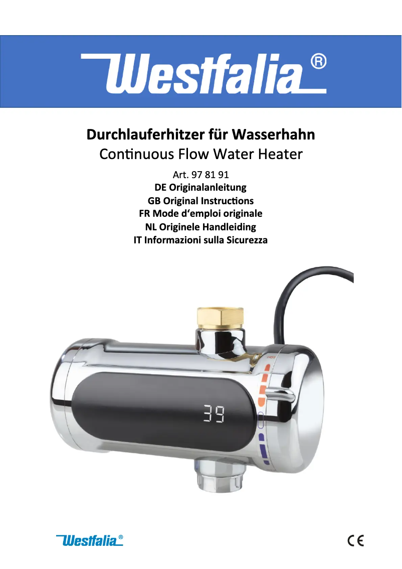 Page n°1 - Manuel utilisateur Westfalia 978191