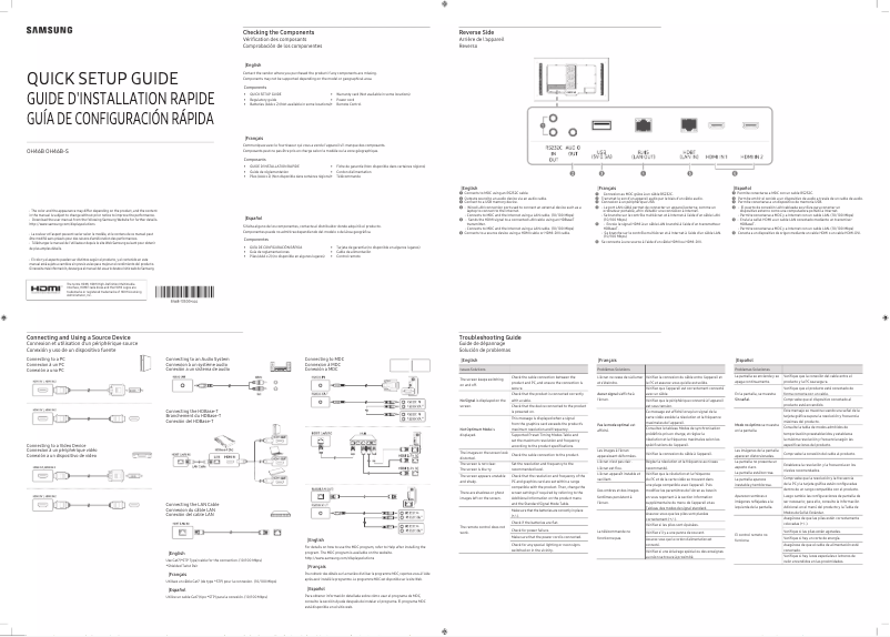 Page n°1 - Guide de démarrage rapide Samsung OH46B-S
