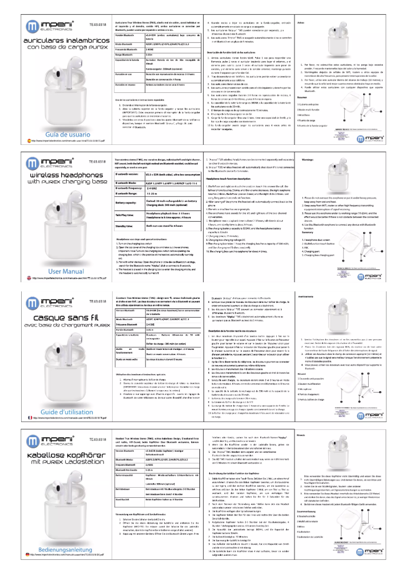 Page 1 de la notice Manuel utilisateur Imperii Electronics TE.03.0318.02