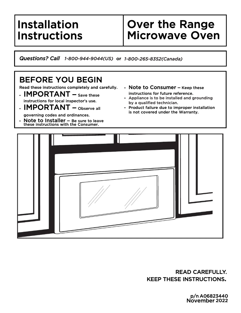 Page n°1 - Guide d'installation Frigidaire GMOS1968AF