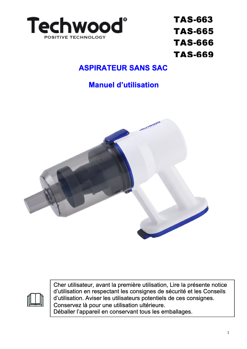 Image de la première page du manuel de l'appareil TAS-605