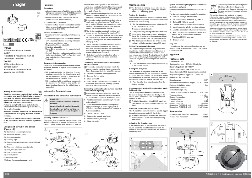 Page 1 de la notice Manuel utilisateur Hager TXD505