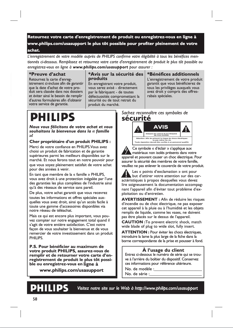 Page 1 de la notice Manuel utilisateur Philips HTS3544