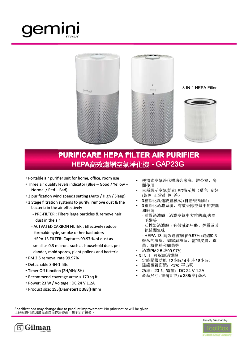 Image de la première page du manuel de l'appareil GAP23G