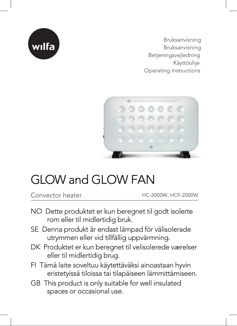 Page n°1 - Manuel utilisateur Wilfa Glow Fan HCF-2000W