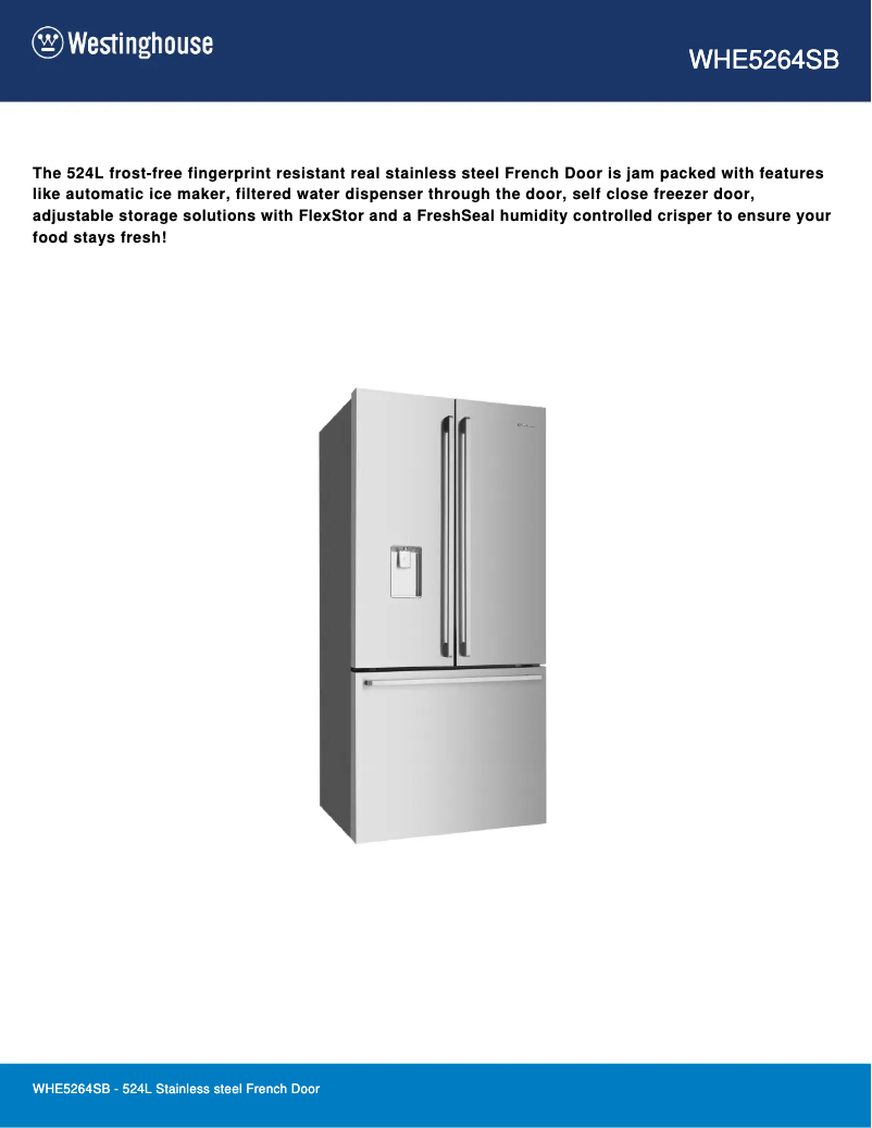 Image de la première page du manuel de l'appareil WHE5264SB