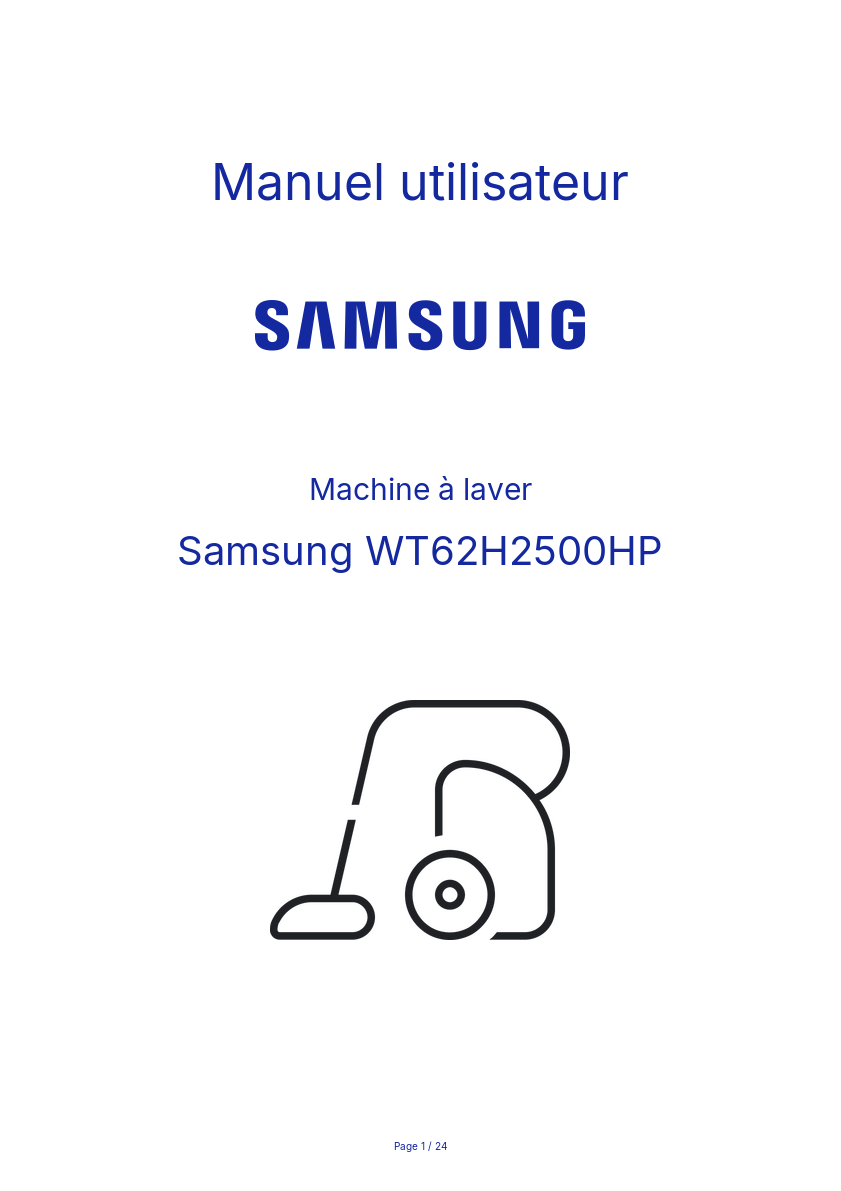 Page n°1 - Manuel utilisateur Samsung WT62H2500HP