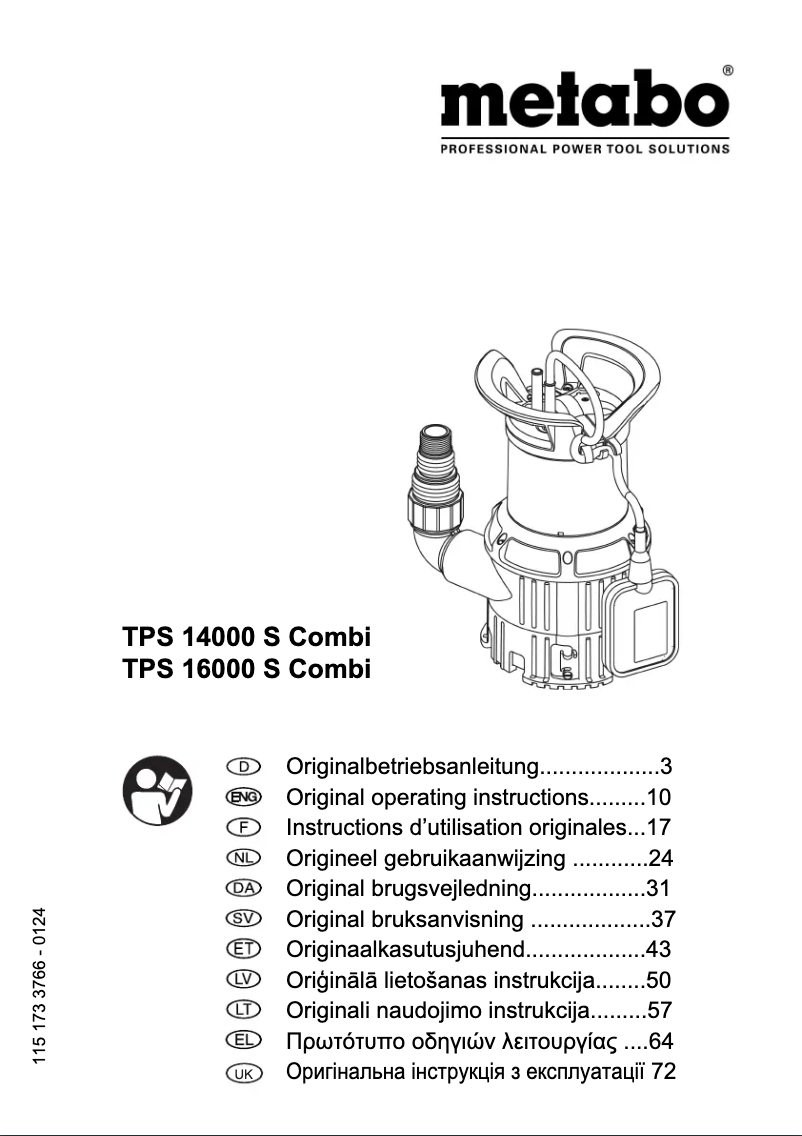 Imagen de la primera página del manual del dispositivo TPS 16000 S Combi
