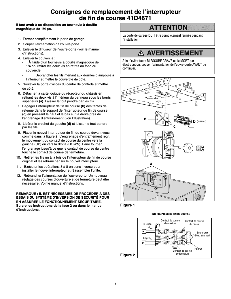 Page 1 de la notice Manuel utilisateur Chamberlain 041D4671