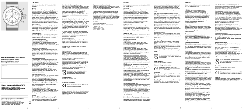 Imagen de la primera página del manual del dispositivo AW70