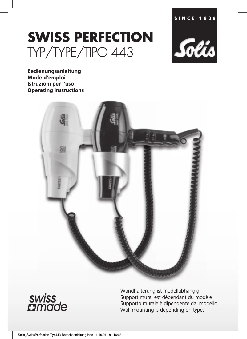 Page n°1 - Manuel utilisateur Solis Swiss Perfection 443