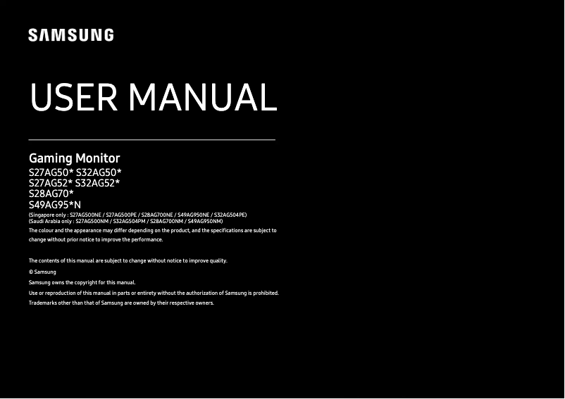 Page n°1 - Manuel utilisateur Samsung S49AG950NC