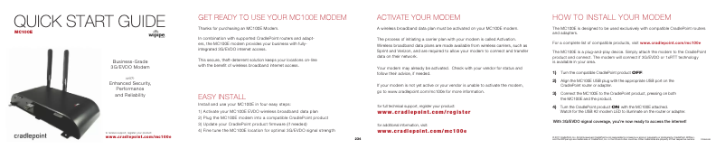 Page 1 de la notice Manuel utilisateur Cradlepoint MC100E-SP