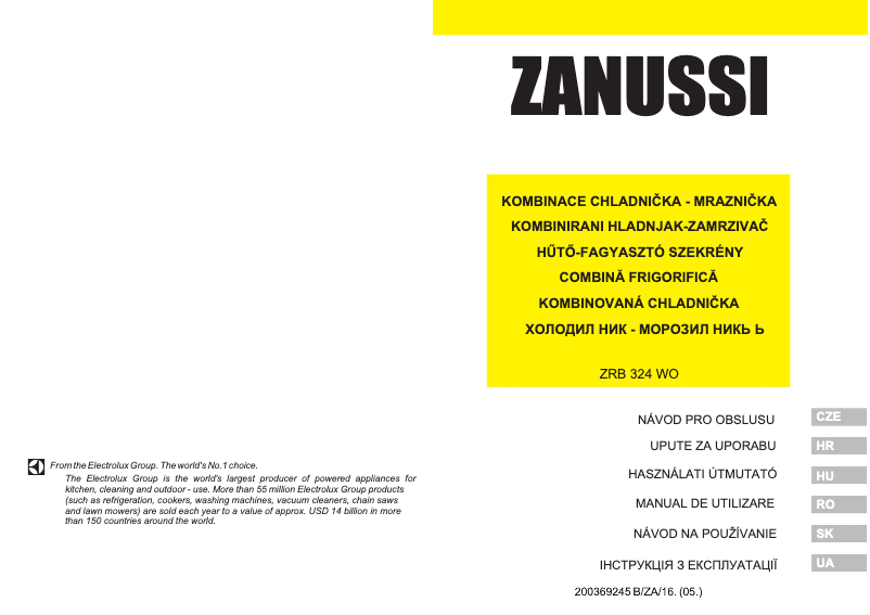 Page 1 de la notice Manuel utilisateur Zanussi ZRB 324 WO