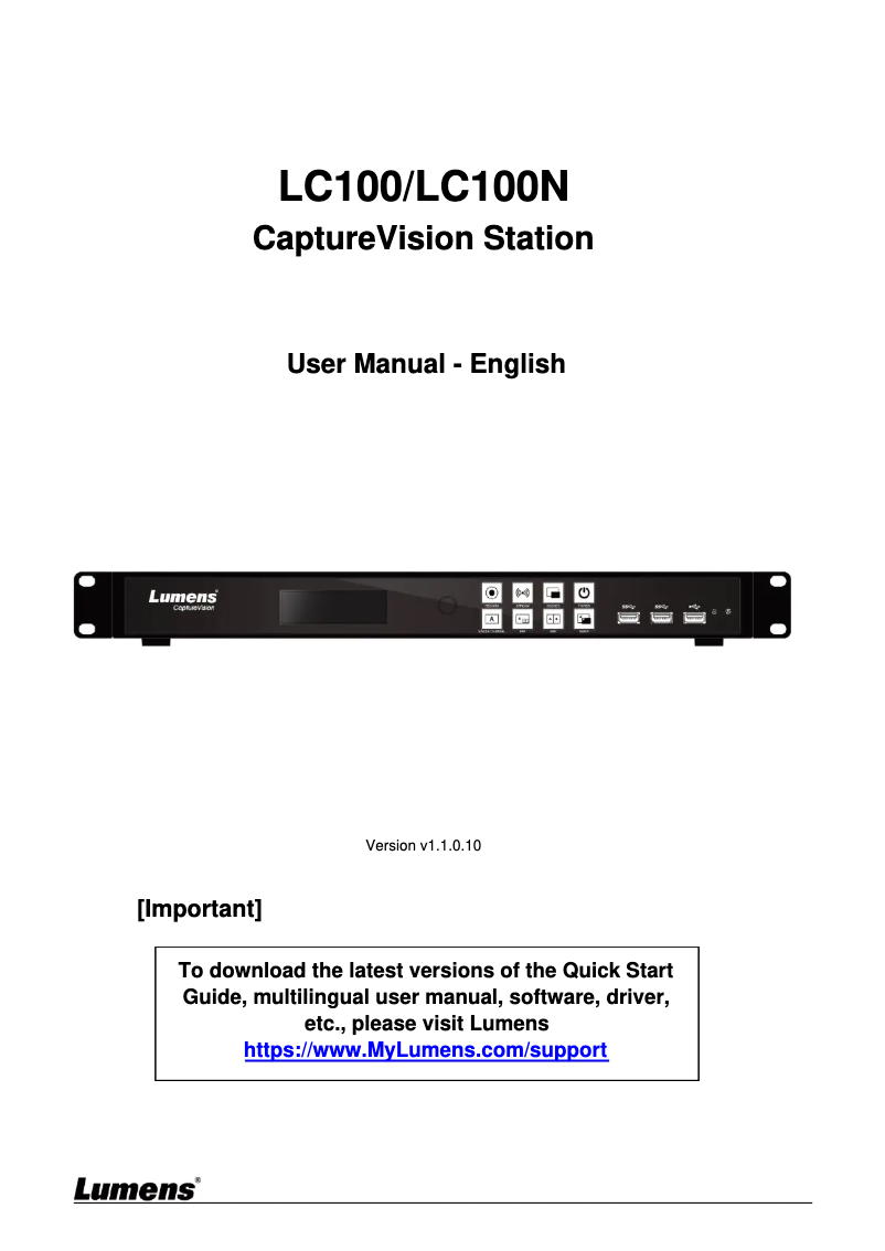 Page 1 de la notice Manuel utilisateur Lumens LC100N