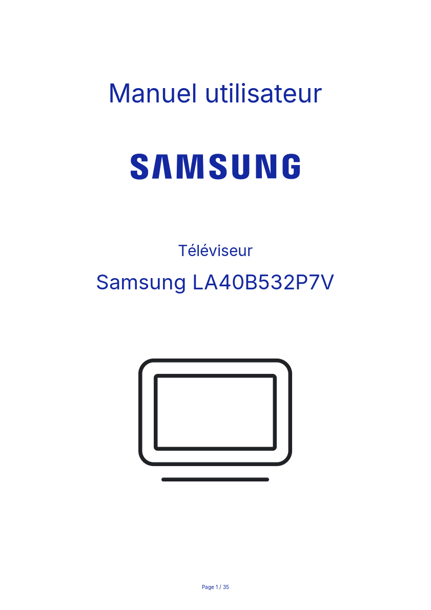Page n°1 - Manuel utilisateur Samsung LA40B532P7V