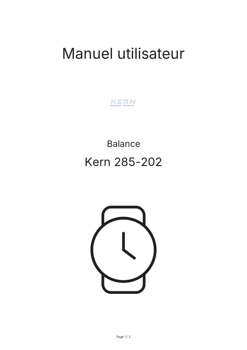 Page n°1 - Manuel utilisateur Kern 285-202