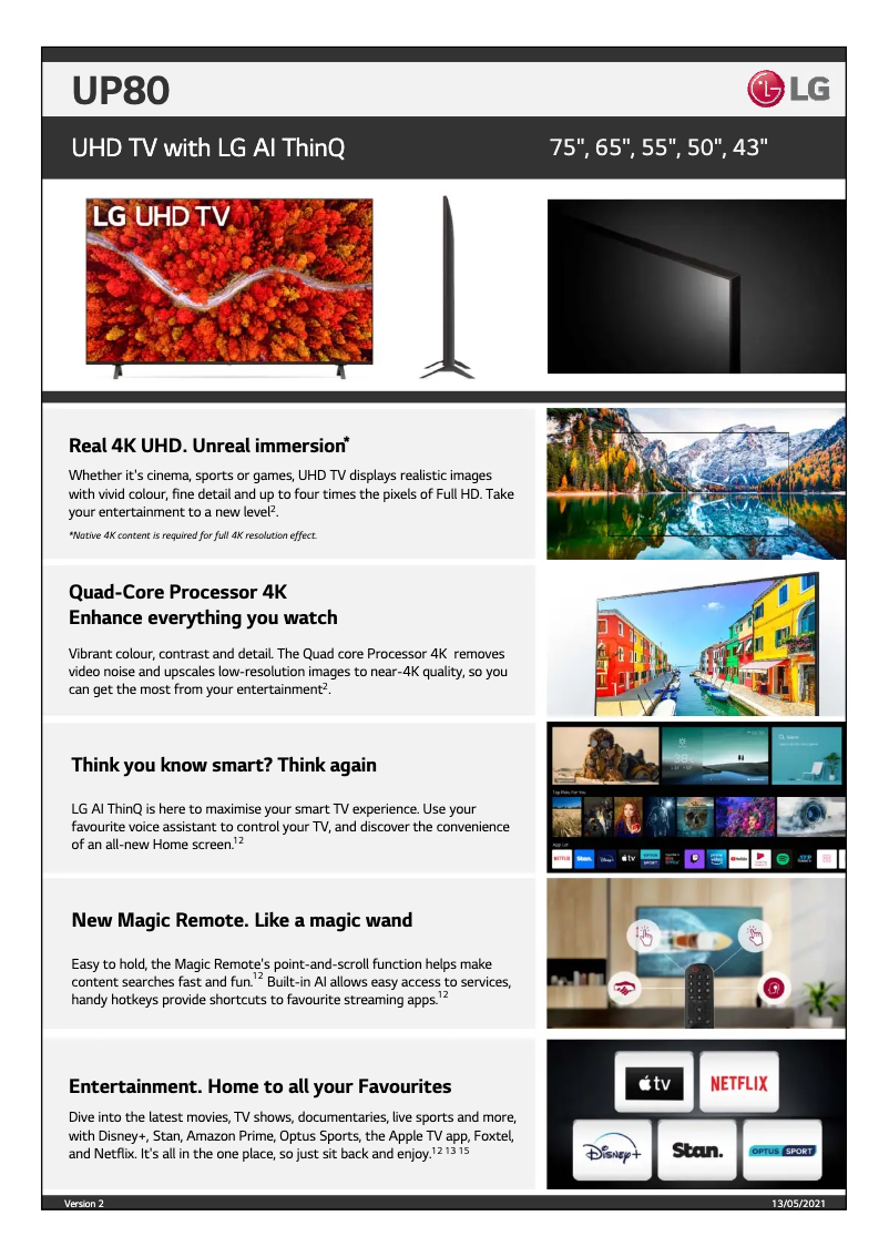 Page n°1 - Fiche technique LG 43UP8000PTB