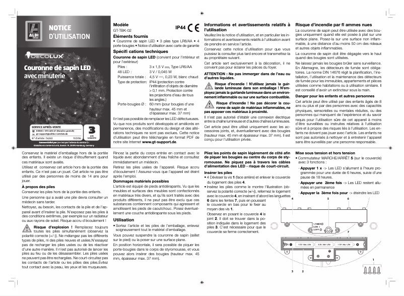 Page n°1 - Manuel utilisateur Oecolux GT-TBK-02