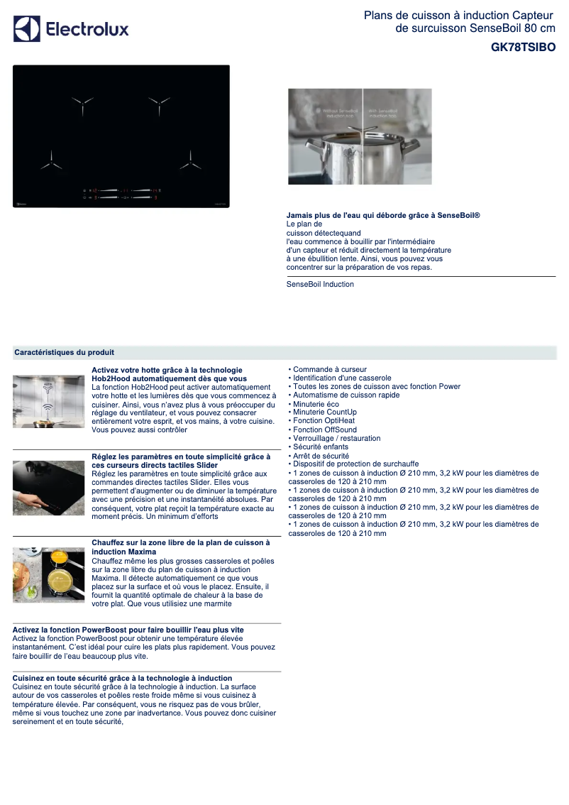 Page n°1 - Fiche technique Electrolux GK78TSIBO