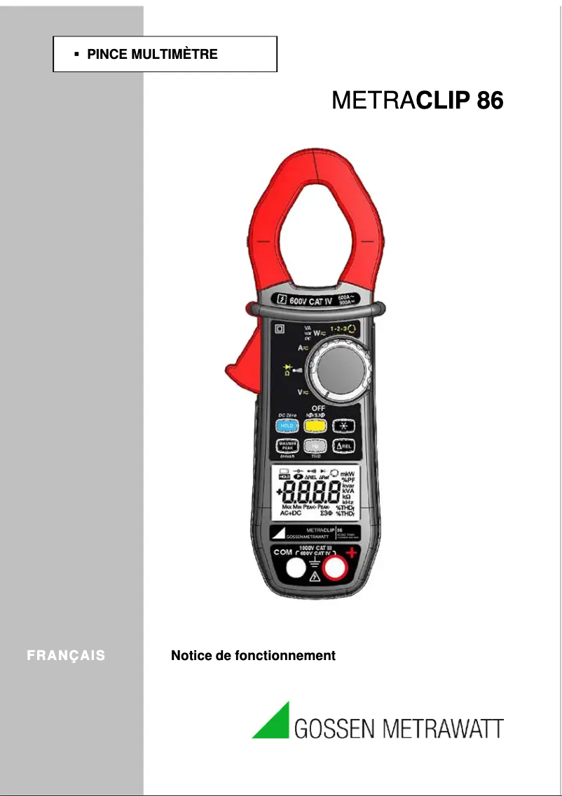 Image de la première page du manuel de l'appareil METRACLIP 86