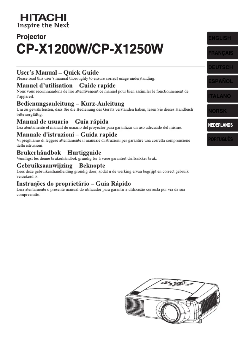 Page n°1 - Manuel utilisateur Hitachi CP-X1200WA