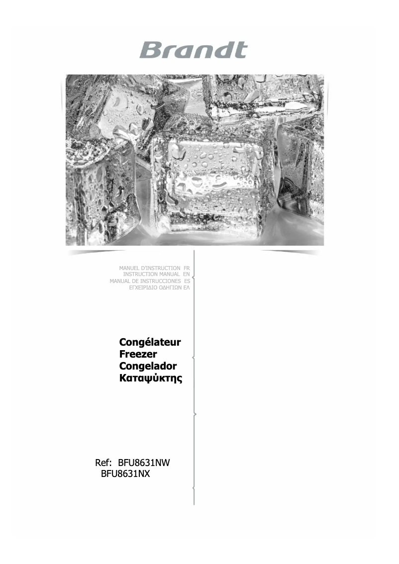 Page 1 de la notice Manuel utilisateur Brandt BFU8631NX