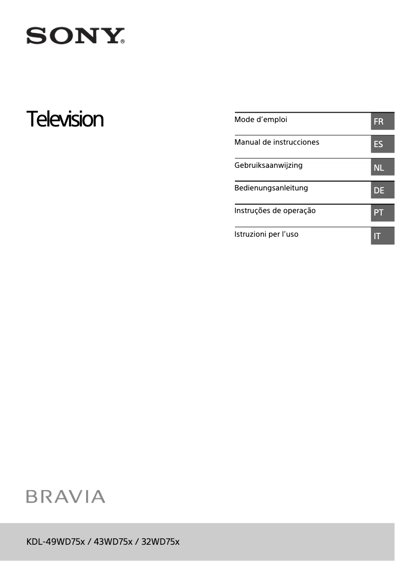 Image de la première page du manuel de l'appareil Bravia KDL-32WD752