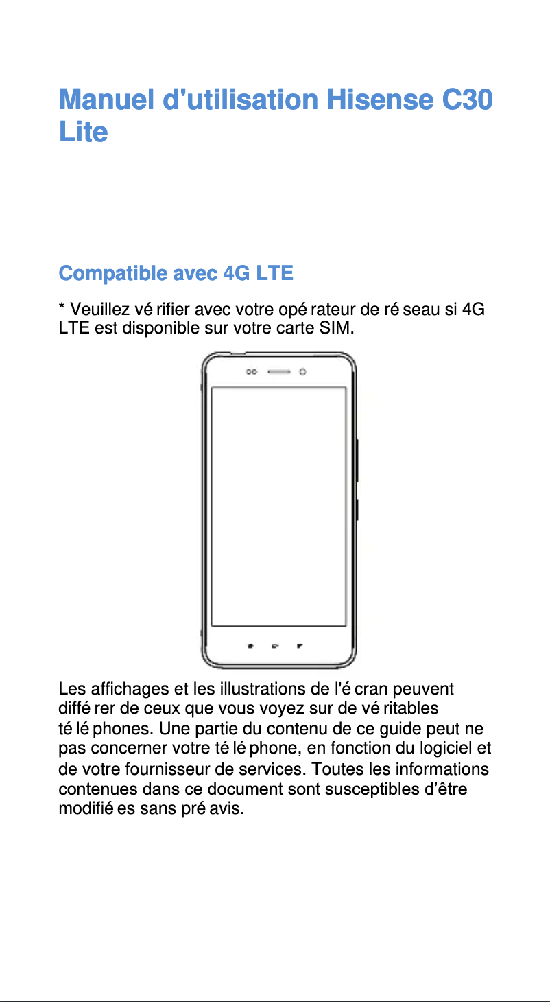 Page 1 de la notice Manuel utilisateur Hisense Rock Lite