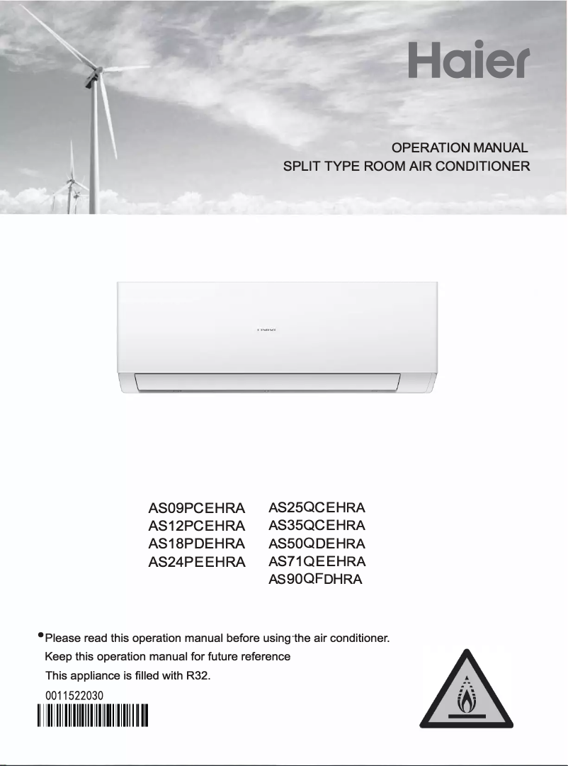 Page 1 de la notice Manuel utilisateur Haier AS71QEEHRA