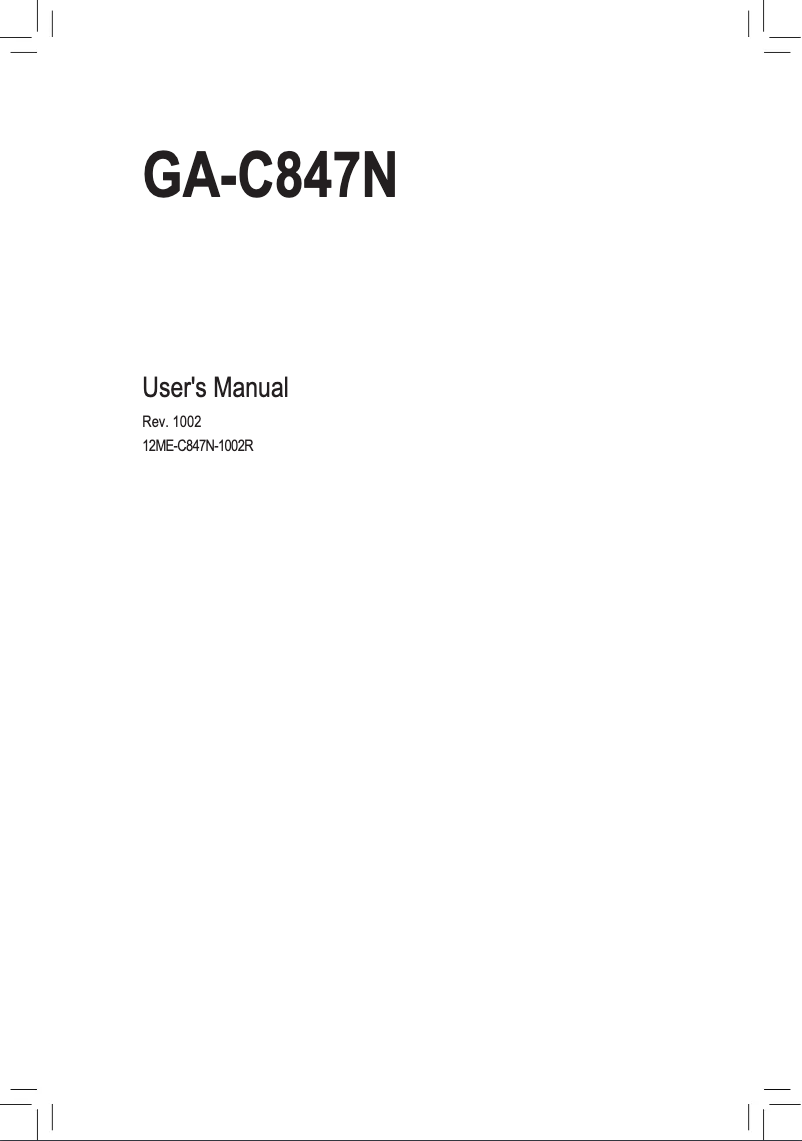 Page n°1 - Manuel utilisateur Gigabyte GA-C847N