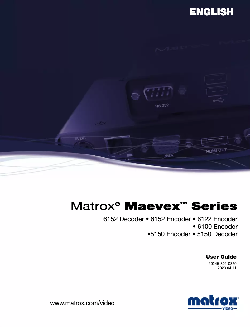 Page n°1 - Manuel utilisateur Matrox Maevex 6152