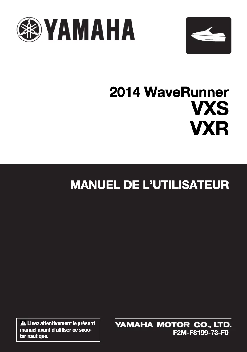 Image de la première page du manuel de l'appareil WaveRunner VXS (2014)