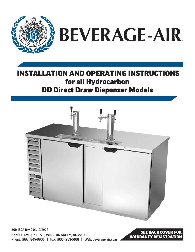 Page n°1 - Manuel utilisateur Beverage-Air DD68HC-1-C-S-ALT