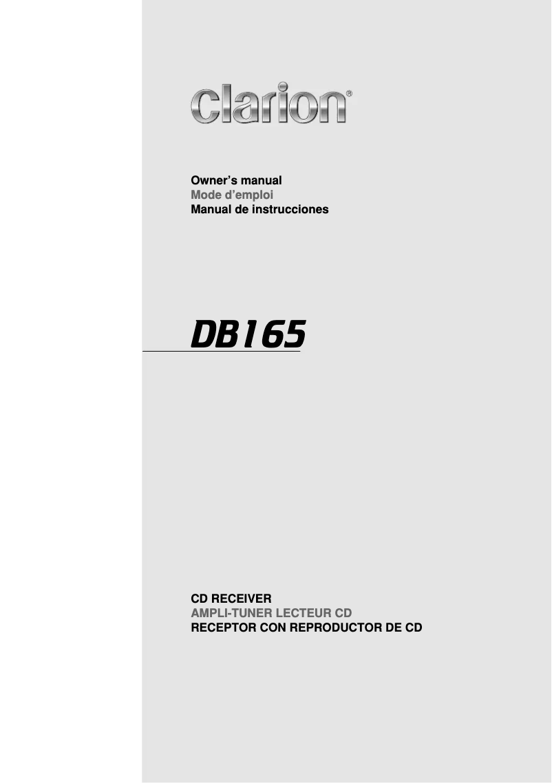 Page n°1 - Manuel utilisateur Clarion DB165