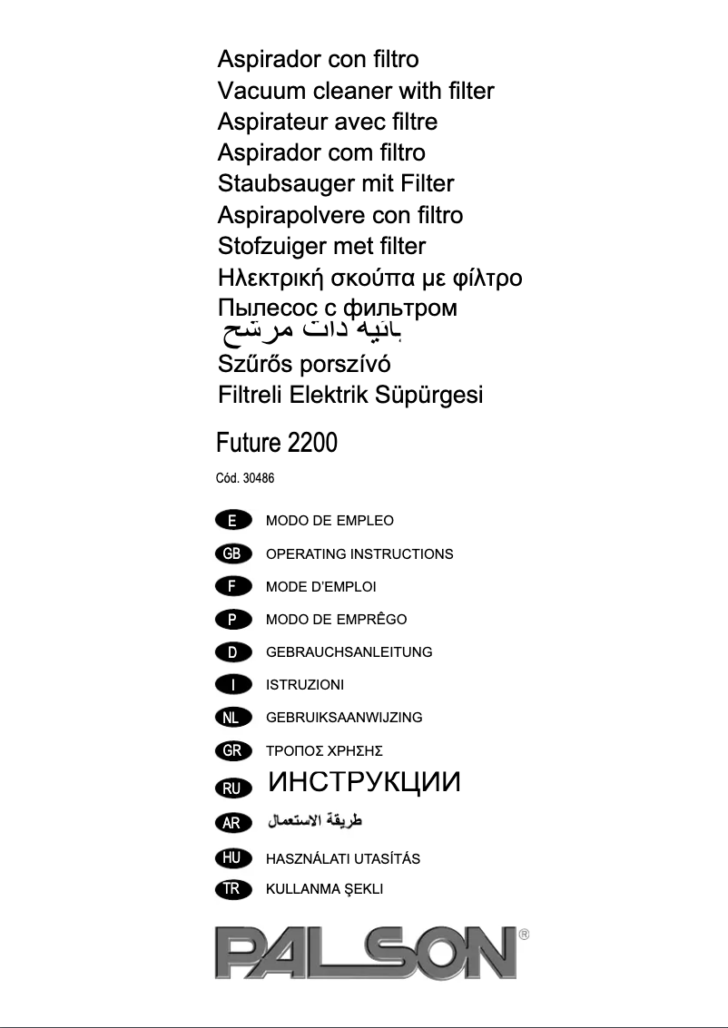 Page n°1 - Manuel utilisateur Palson Future 2200