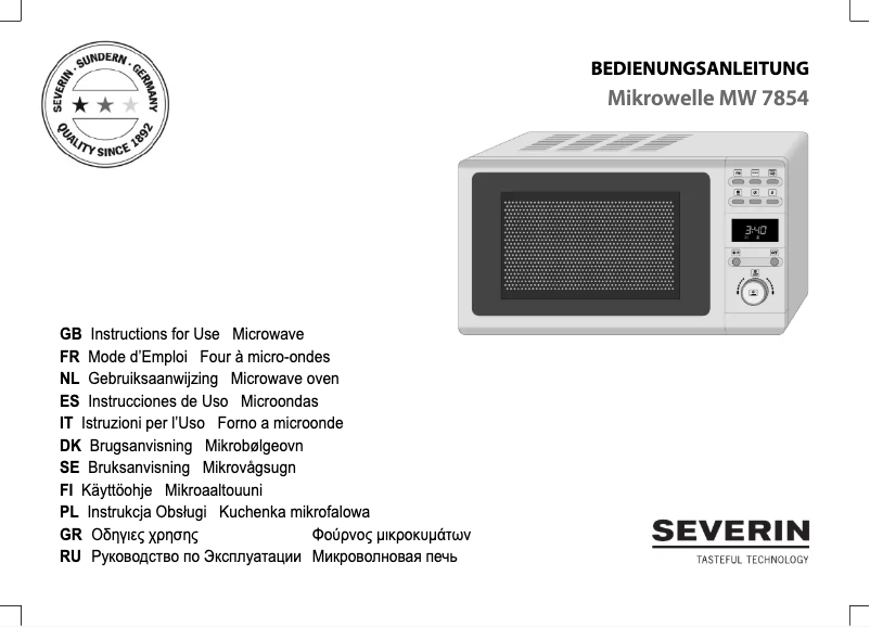 Page 1 de la notice Manuel utilisateur Severin MW 7854