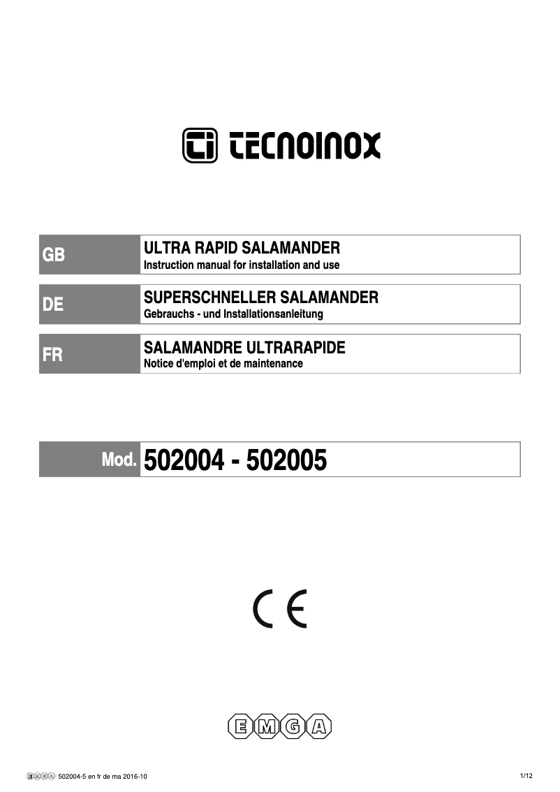 Page n°1 - Manuel utilisateur Tecnoinox 502004