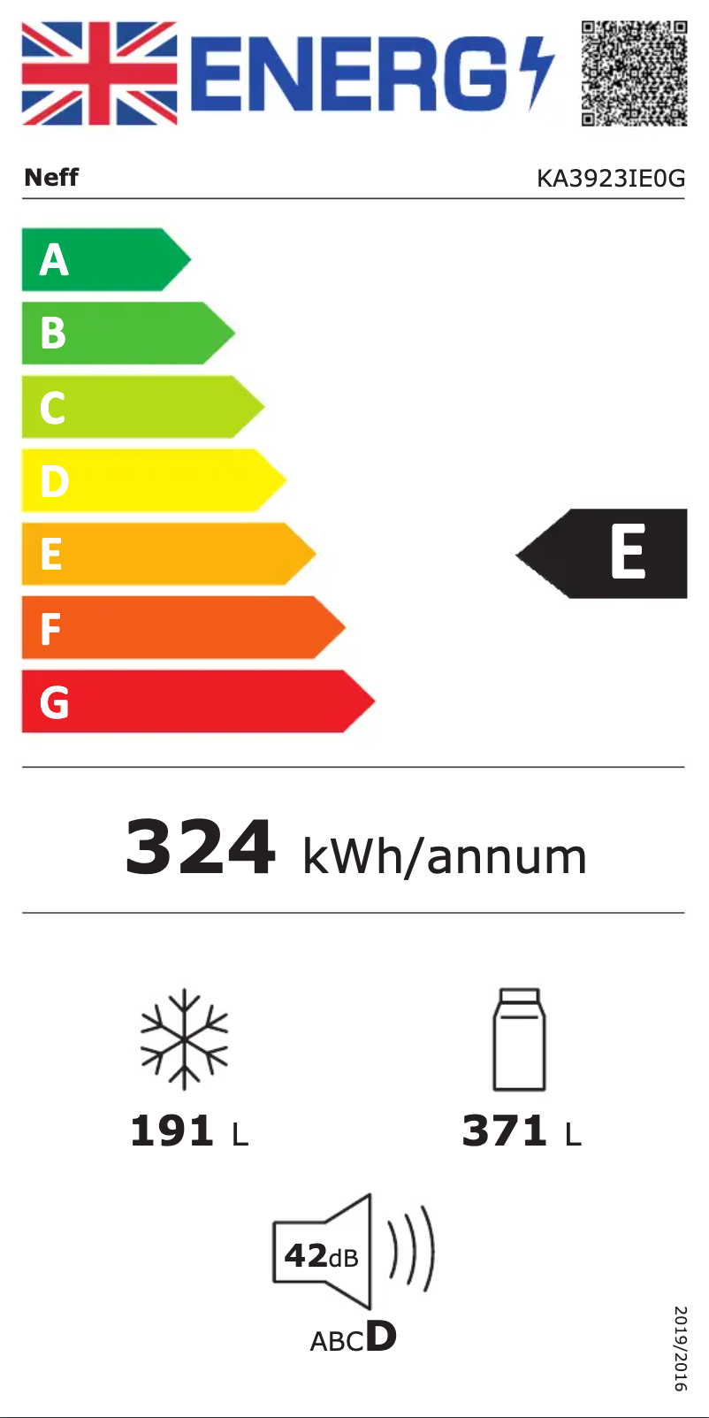 Page n°1 - Label énergétique Neff KA3923IE0G