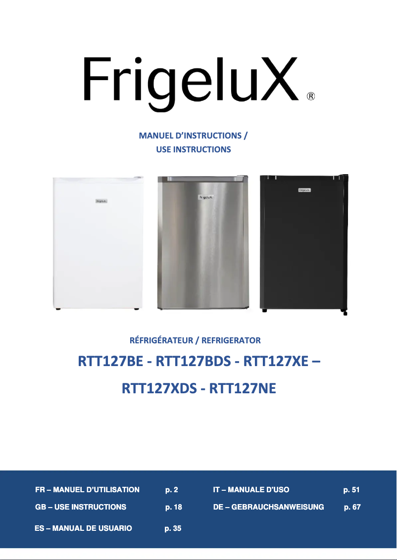 Image de la première page du manuel de l'appareil RTT127NE